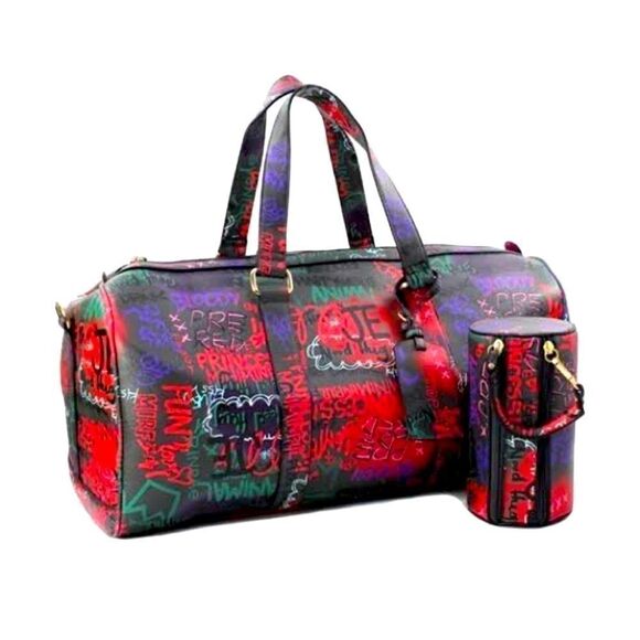 Graffiti Print 2N1 Duffle Overnight Bag - Picture 3 of 5